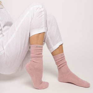 Possum Merino Wool HUKA Socks, Pink Marshmallow