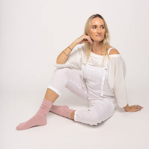 Possum Merino Wool HUKA Socks, Pink Marshmallow