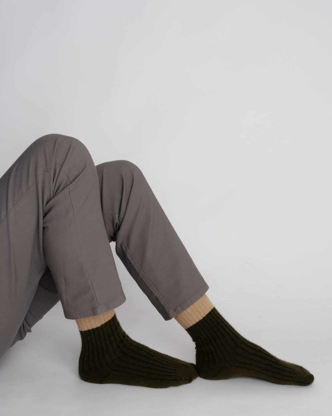 Possum Merino Wool Socks | DUNEDIN | Military Olive + Beige | Men