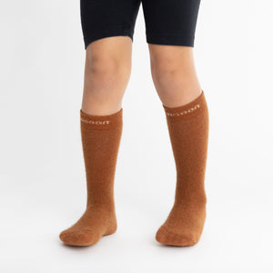 Possum Merino Wool HUKA JUNIOR Socks, Leather Brown