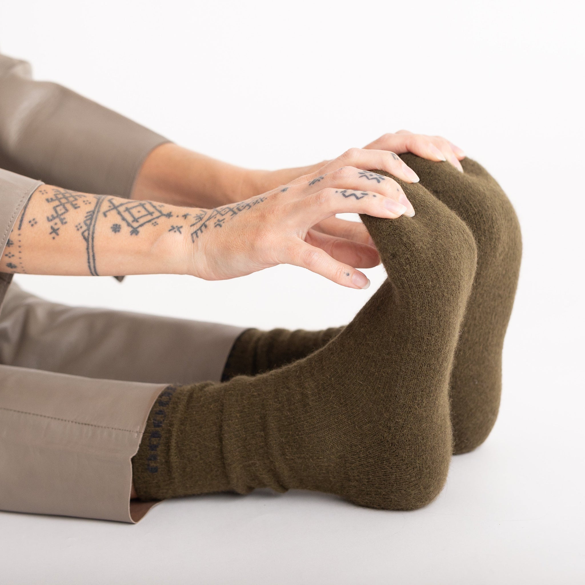Possum Merino Wool HUKA Socks, Military Olive