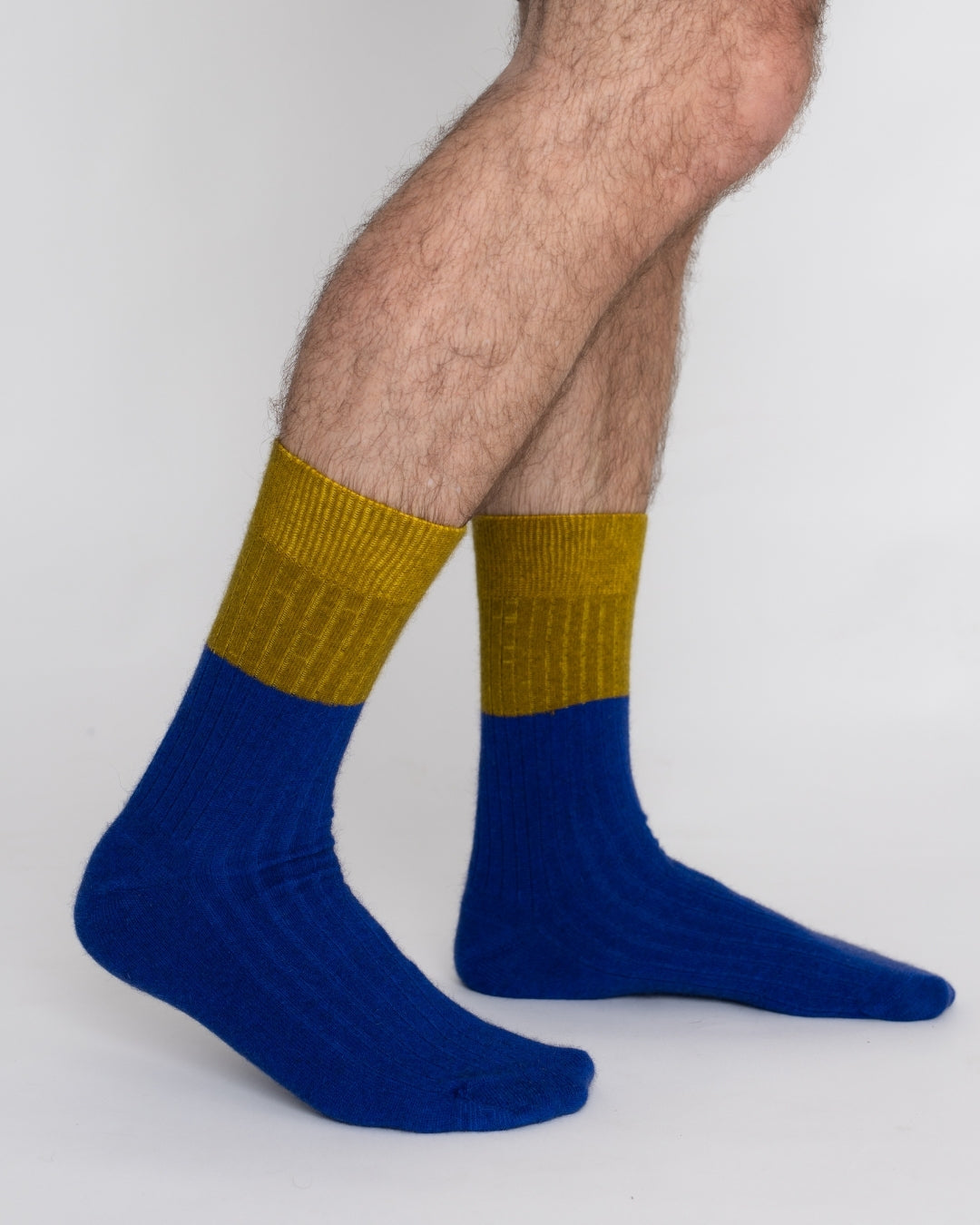 Possum Merino Wool Socks | DUNEDIN | Royal Blue + Ecru Olive | Men