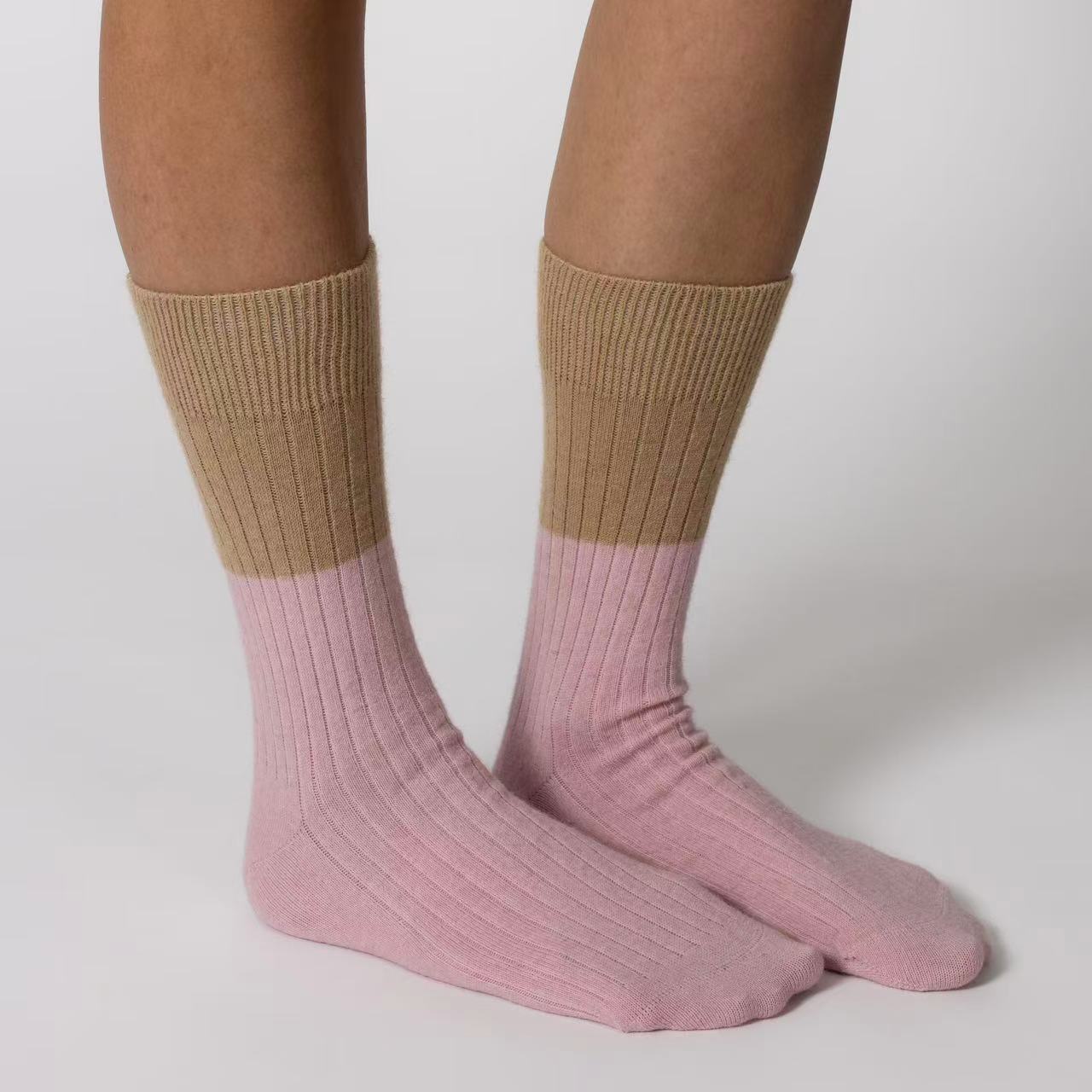 Possum Merino Wool Socks | DUNEDIN | Pink Marshmallow + Beige
