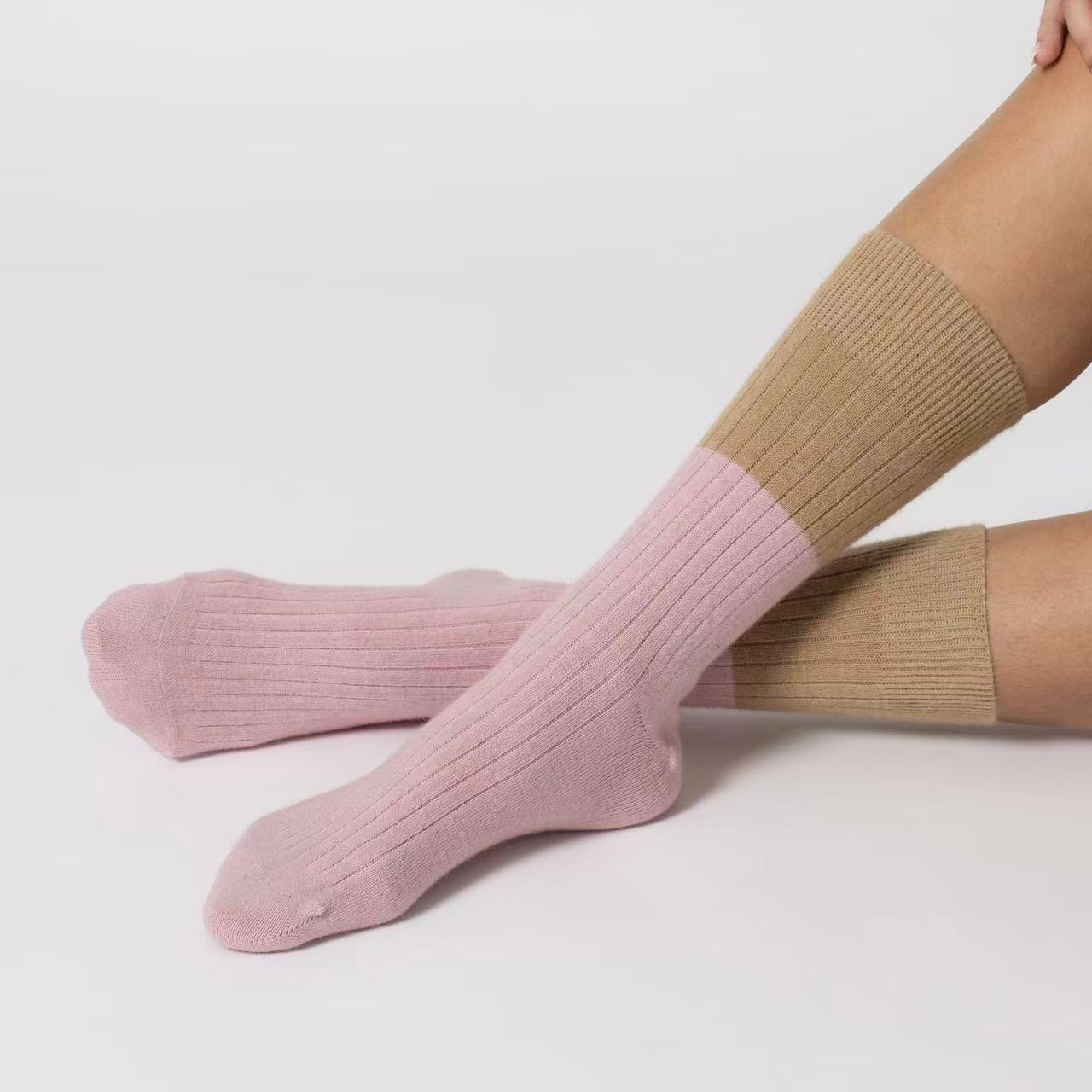 Possum Merino Wool Socks | DUNEDIN | Pink Marshmallow + Beige