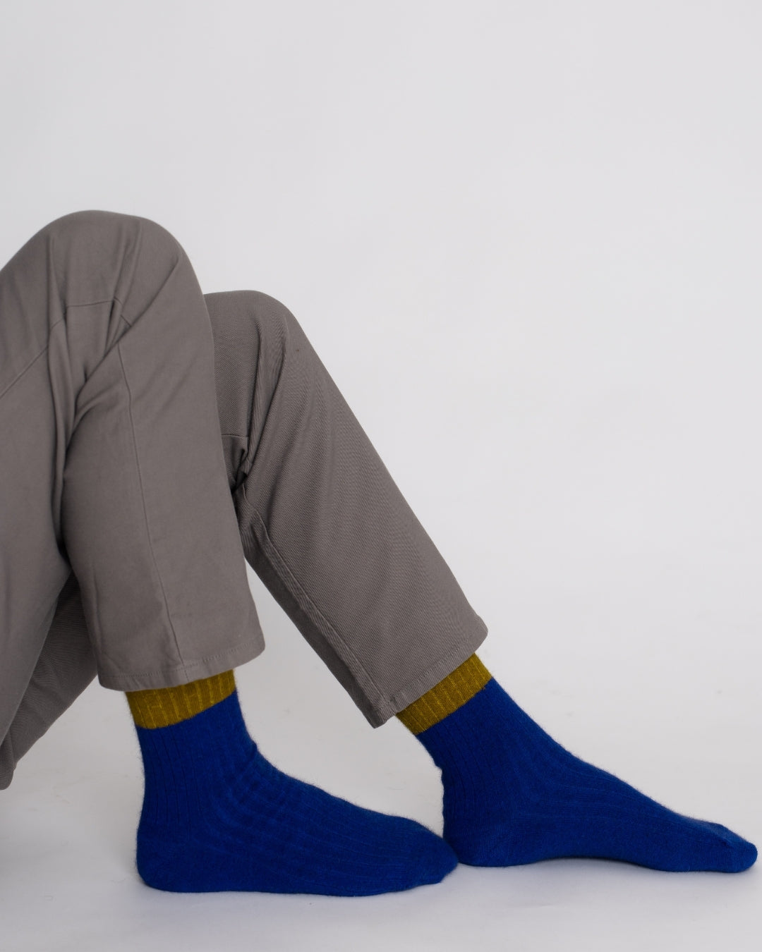 Possum Merino Wool Socks | DUNEDIN | Royal Blue + Ecru Olive | Men