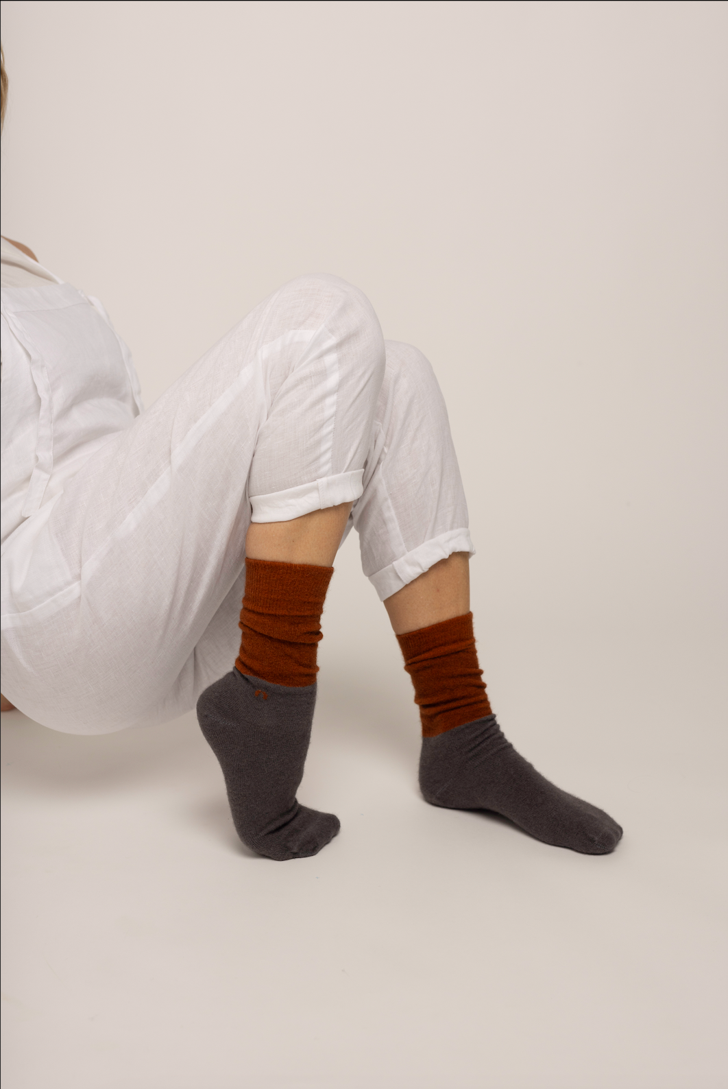 Possum Merino Wool Socks | DUNEDIN | Leather Brown + Poppy Seed S