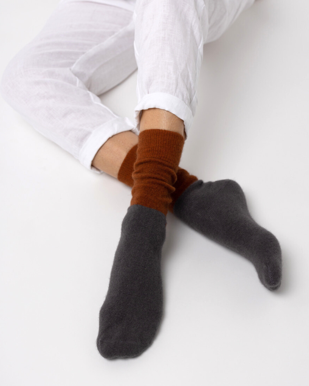 Possum Merino Wool Socks | DUNEDIN | Leather Brown + Poppy Seed S