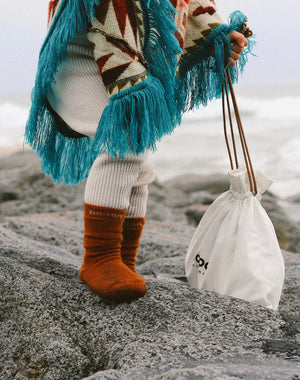 Possum Merino Wool HUKA JUNIOR Socks, Burnt Orange